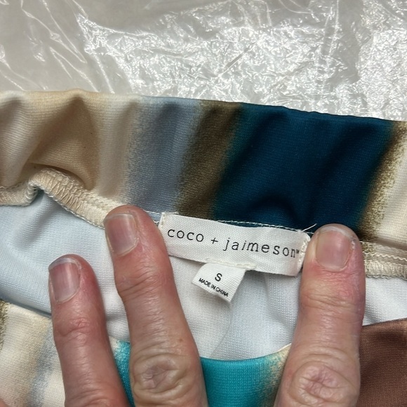 Coco + Jaimeson Striped Ponte Knit Double Slit Mini Elastic waistband, Sz S - Picture 12 of 14